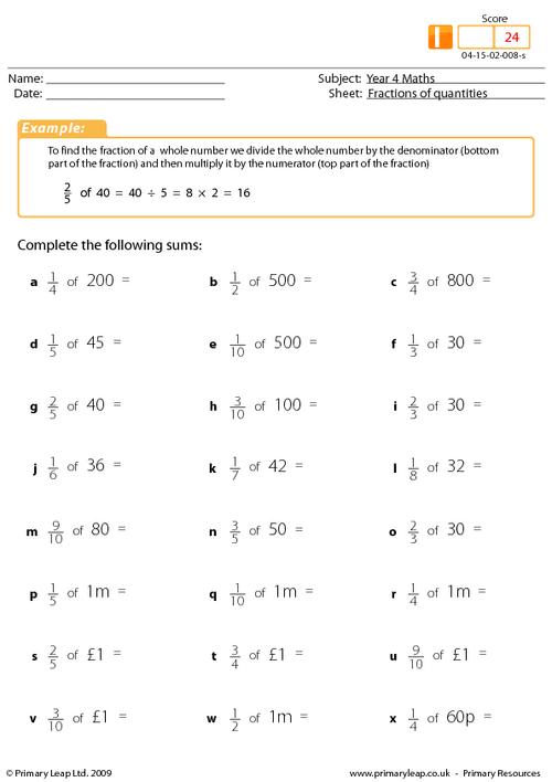 Worksheet  10001294  Fractions Of Numbers Worksheets Year 3 â How